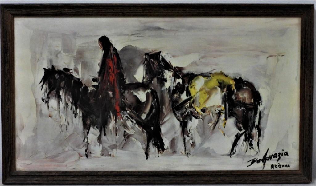 Ted DeGrazia ,Apache Collection: Alone The traditional daily life of the Apache Indians and their elaborately costumed ceremonial Crown Dancers, Devil Dancers, and Eagle Dancers, were recurring sources of inspiration for famous Sou