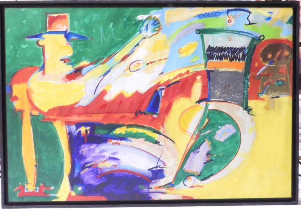 Ivald Granato: signed Ivald Granato Brazilian artist title "Dry Martini" 1987 Dimensions with frame : 82.75 X 57 inches Dimensions without the frame : 78.75 X 53 inches