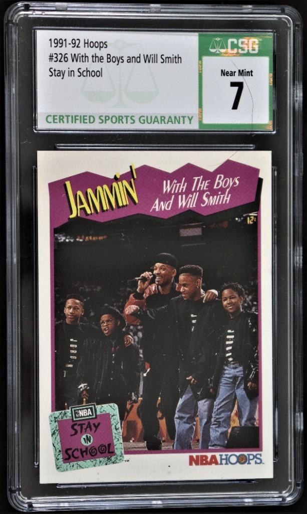 1991-92 HOOPS , With the boys and Will SMITH Stay in: Card, 1991-92 HOOPS , With the boys and Will SMITH Stay in School ,Certified CSG 7 Graded