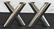 Pair of cross-shaped chrome colored soliflore vases