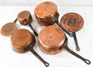 Copper vintage four-piece, casserole copper pot set,