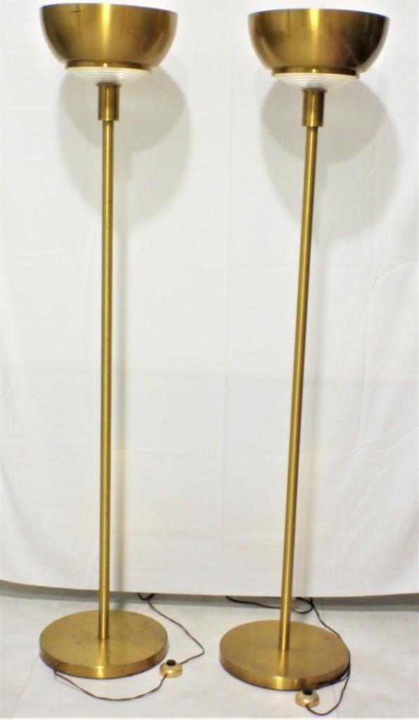 Fine French Art Deco, Pair of Brass and Glass Floor (1 of 8)