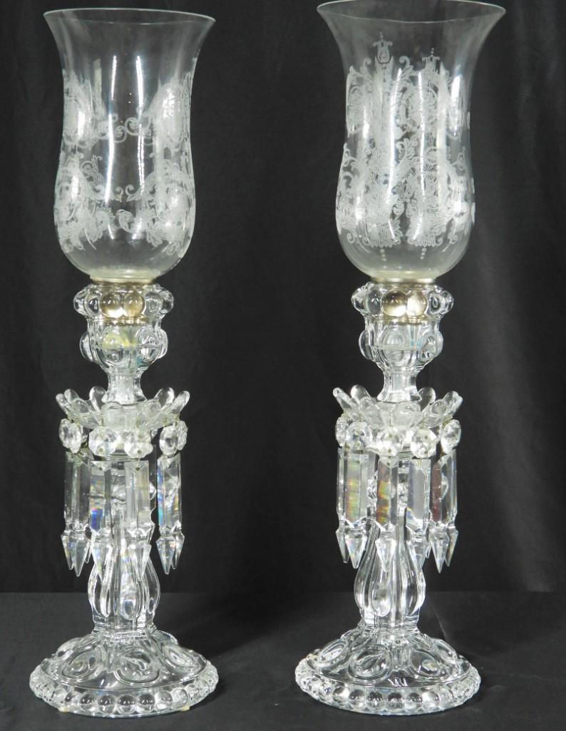 Pair of Baccarat Crystal Hurricane Lamps (1 of 15)