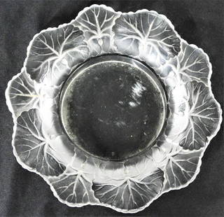 LALIQUE CRYSTAL HONFLEUR ASHTRAY: French LALIQUE CRYSTAL HONFLEUR ASHTRAY Signed Lalique, France. . Diameter 6”.