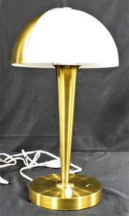 Jean Perzel Table Lamp: Jean Perzel table lamp France, bronze, enameled aluminum, frosted glass Signed with impressed manufacturer's mark to base: Perzel DIMENSIONS : Height 14,5 inch / 37 cm 