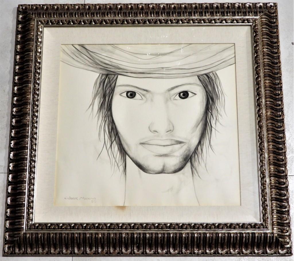 Servando CABRERA MORENO (1923-1981): Servando CABRERA MORENO (1923-1981) MARIANO 1980 ,signed lower left DIMENSIONS with frame : Height 34 inch / 86 cm Length 35.50 inch / 90 cm DIMENSIONS with out frame: Height 21.5