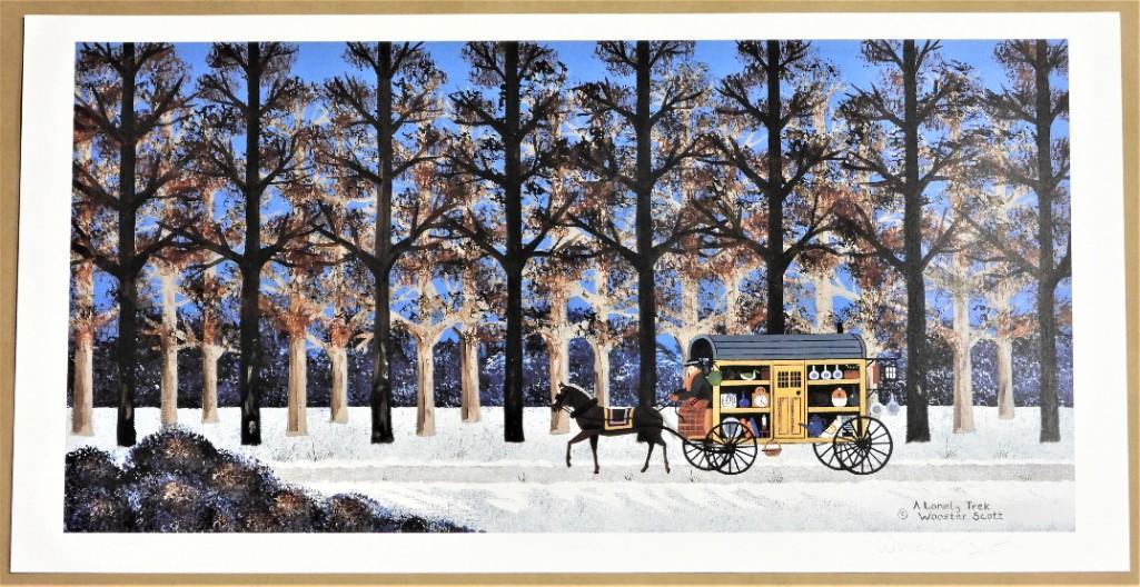 Jane Wooster Scott, " A Lonely Trek" is a limited-edition lithograph on paper (1 of 7)