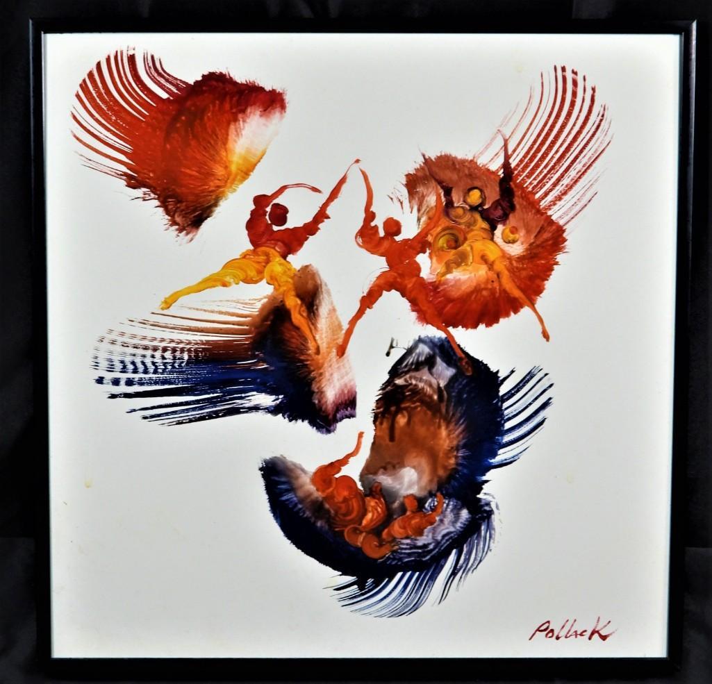 REGINALD POLLACK, OIL ON MASONITE: Reginald Pollack, 1924-2001, Acrylic on Masonite, signed and dated 1985 Reginald Pollack, 1924-2001, "HAIKU", 1986, Acrylic on Masonite, signed , verso signed, dated and titled Pollack was bor