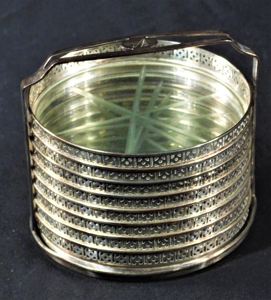 8pc Set of Vintage Sterling Silver Coasters (1 of 7)