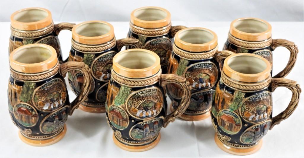 lot of Vintage 8 German Beer Steins. Made of ceramic. (1 of 7)