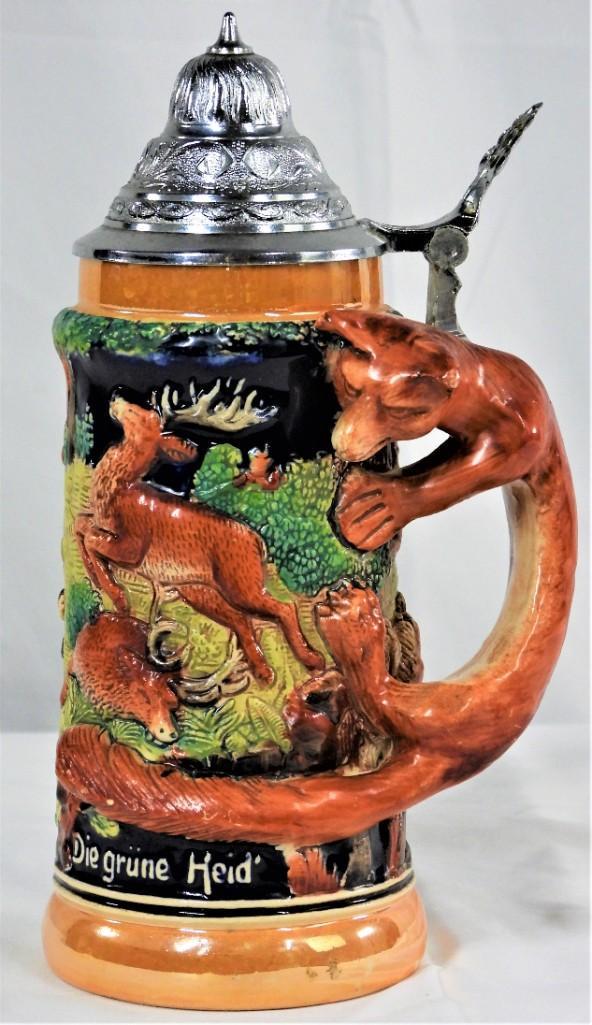German Beer Stein Fox handle hunting stein (1 of 11)