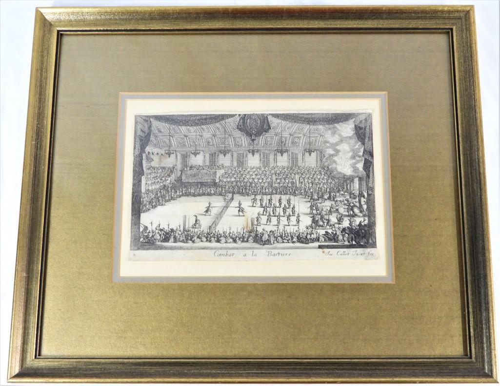 Framed Print by Jacques Callot (1592-1635) title Combat a la Barriere (1 of 8)