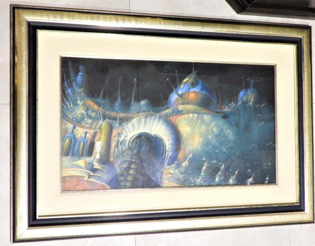 Large Gil Bruvel (Australia/French, b. 1959) Title FLY VISION signed and dated 1990: Large Gil Bruvel (Australia/French, b. 1959) Title FLY VISION signed and dated 1990, gouache and Pastel on Acid-Free Paper. Literature: Bruvel: Reality of a Dreamer (1992) Pg. 59 Gil Bruvel has prove