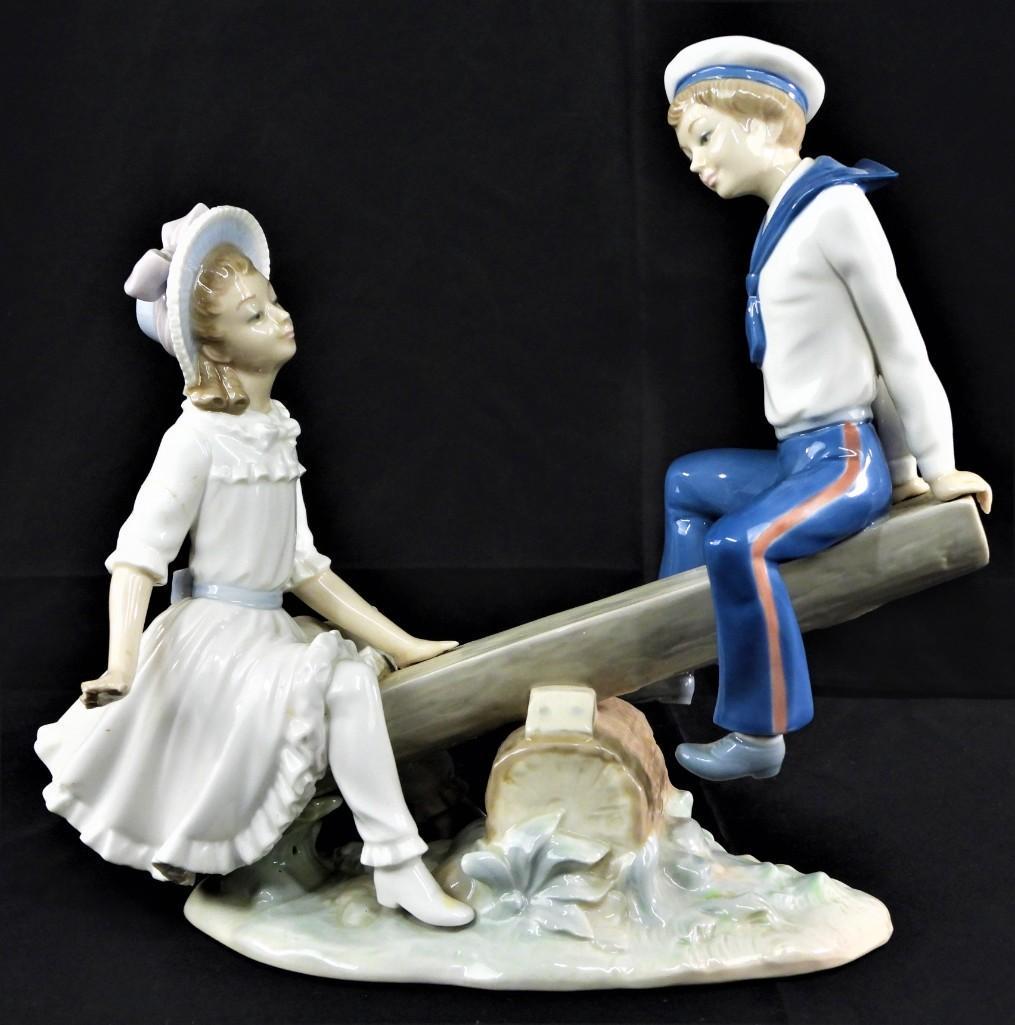 Lladro Porcelain Figurine Seesaw Boy and Girl (1 of 9)