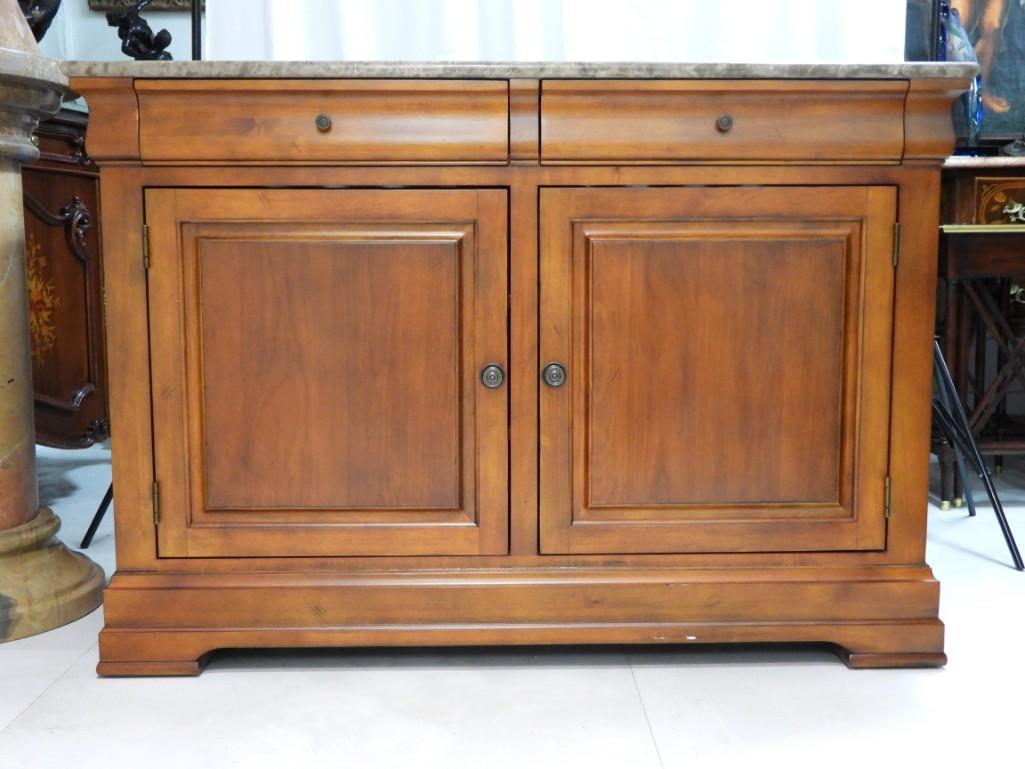 Ethen Allen Commode 2 doors with marble top: Ethen Allen Commode 2 doors with marble top Height 33 inch Length 48.75 inch Width 22 inch