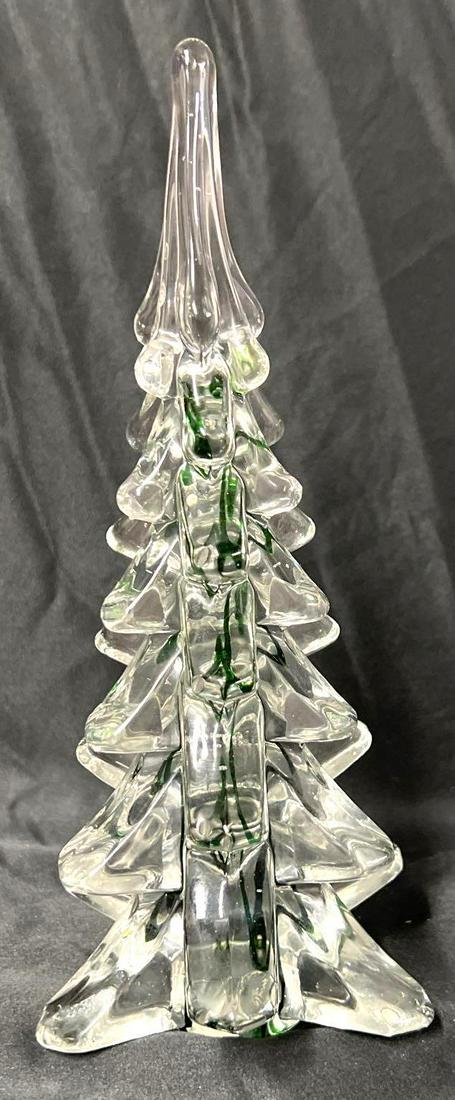 Vintage Christmas Tree Crystal Clear Art Glass Christmas Pine Tree (1 of 3)