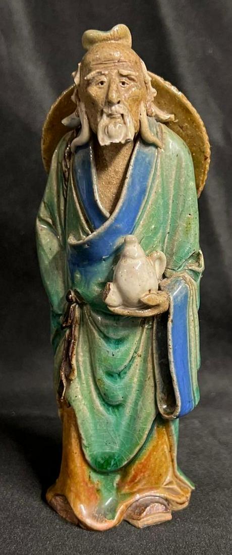 Chinese figurine a man with a gourd, mud pottery (1 of 5)