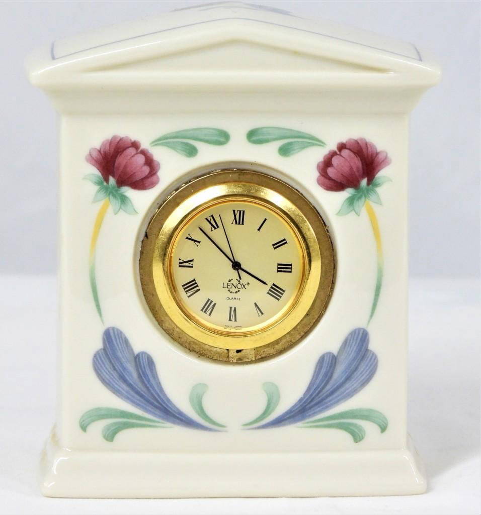 Lenox Clock Floral Blue Poppies Design Quartz Movement U.s. Collectible