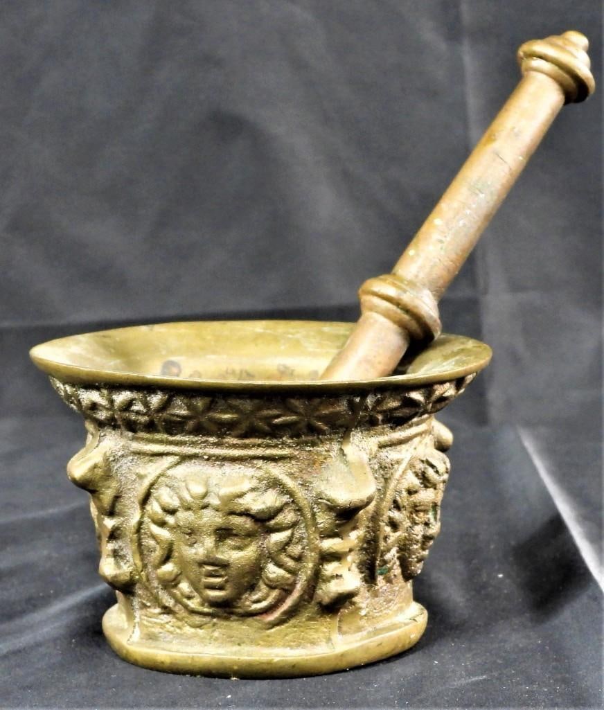 Brass Mortar And Pestle, Spanish Colonial Auction