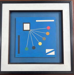 Collage on board signed LOLO: Collage on board signed LOLO , Lolo Soldevilla 1901-1971 Cuban Geometric Dolores Lolo Soldevilla (Cuban French,1901-1971). A modernist 20th Century oil painting on canvas. A modern geometric work in l