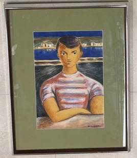 Watercolor on paper signed Victor Manuel lower right.: Framed Watercolor on paper signed Vitcor Manuel lower right. DIMENSIONS with frame : Height 26.50 inch / 67,5 cm Length 21 inch / 53 cm DIMENSIONS with out frame: Height 17 inch / 4