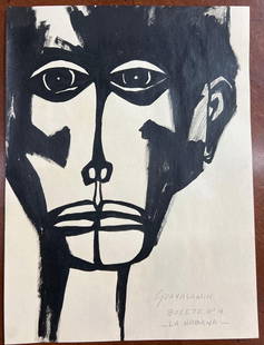 Oswaldo Guayasamin (Ecuador, (July 6, 1919 March 10, 1999) INK on paper: Oswaldo Guayasamin (Ecuador, (July 6, 1919 March 10, 1999) INK on paper, signed lower right with Provenance letter DIMENSIONS : Height 11 inch / 27,8 cm Length 8.10 inch / 20,5 cm