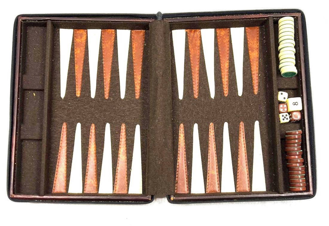 Leather Backgammon Travel Set Auction