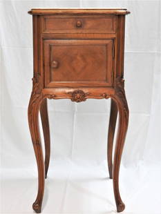 Side table with marble top Bonnin Ashley CA 1900: Side table with marble top Bonnin Ashley CA 1900 Height 33 inch Length 16 inch Depth 16 inch