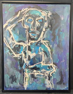 Framed Oil on Canvas signed Ibere Camargo (Brazilian, 1914-1994) untitled, Signed, dated. 85.: Framed Oil on Canvas signed Ibere Camargo (Brazilian, 1914-1994) untitled, Signed, dated. 85. DIMENSIONS with frame : Height 31.80 inch / 81 cm Length 24.80 inch / 63 cm DIMENSIONS with