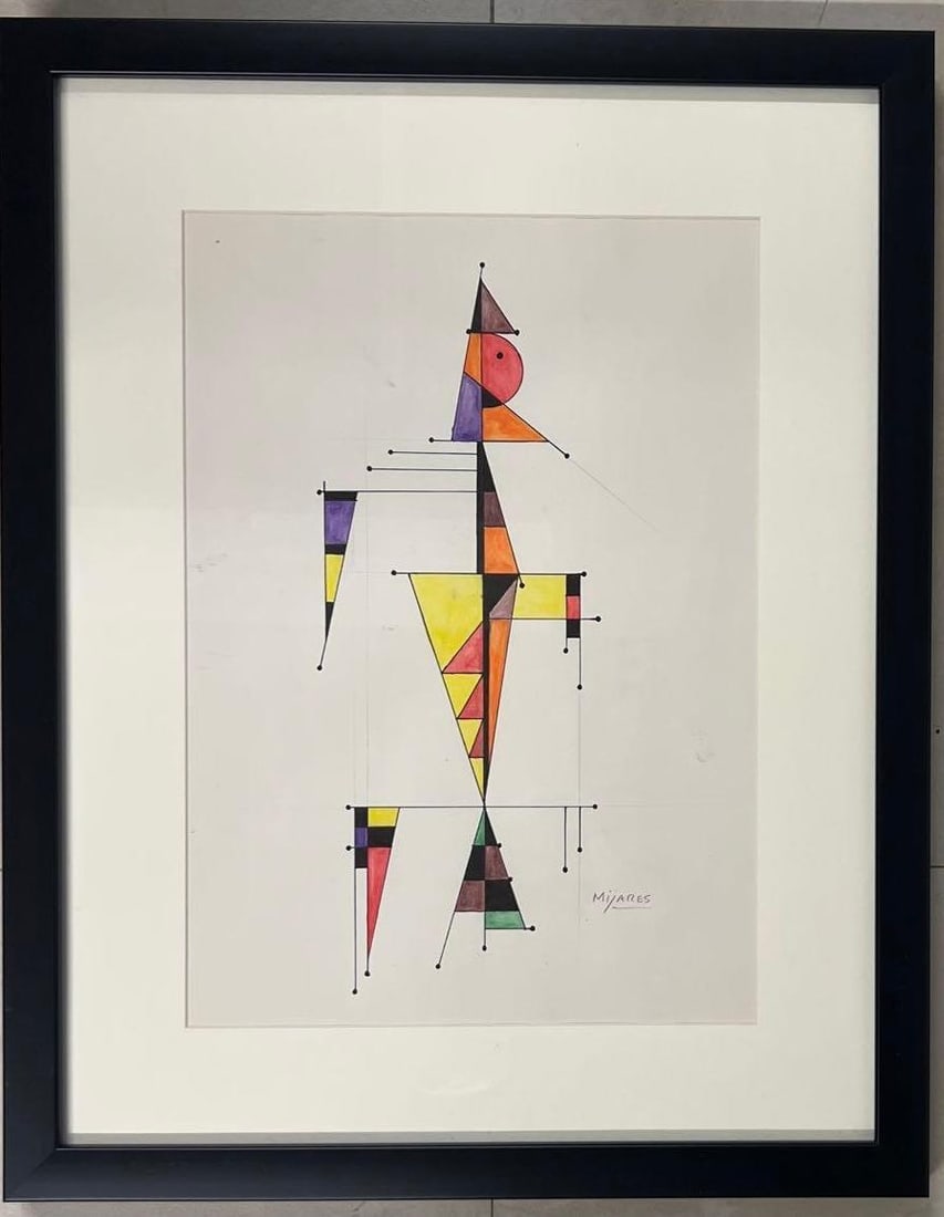 Jose Maria Mijares (1921-2004) Cuban, Framed watercolor and Ink on paper: Jose Maria Mijares (1921-2004) Cuban, Framed watercolor and Ink on paper DIMENSIONS with frame : Height 19.50 inch / 49,5 cm Length 15.40 inch / 39,2 cm DIMENSIONS with out fra