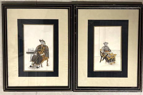 Framed Pair of colored drawing representing a seated warrior.: Framed Pair of colored drawing representing a seated warrior. DIMENSIONS with frame for each one: Height 16.10 inch / 41 cm Length 12.75 inch / 32,5 cm DIMENSIONS wi