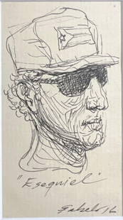 Roberto Fabelo, Cuba (Born 1951). Pen and ink portrait drawings on paper,: Roberto Fabelo, Cuba (Born 1951). Pen and ink portrait drawings on paper,signed lower right DIMENSIONS with frame : Height 6 inch / 15 cm Length 6 inch / 15 cm DIMENSION