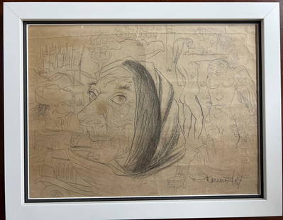 Carmelo Gonzalez (1920-1990) Cuban artist framed drawing on paper: Carmelo Gonzalez (1920-1990) Cuban artist framed drawing on paper signed lower right and dated 67 b=Born in Havana, Cuba on July 16, 1920. The artist died in his native city on August 10, 1990. A