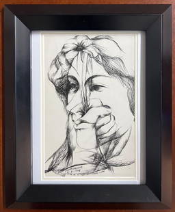 Ernesto Garcia Pena (Cuba, 1949). ink portrait drawings on paper: Ernesto Garcia Pena (Cuba, 1949). ink portrait drawings on paper, signed and dated 1978 DIMENSIONS with frame : Height 18.50 inch / 47 cm Length 15 inch / 38 cm DIMENSI