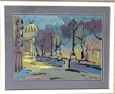 KAMYL BULLAUDY Framed Acrylic on paper, signed with COA: KAMYL BULLAUDY Framed Acrylic on paper, signed lower right dated 2007 with COA .Title SERIE PRADO DIMENSIONS with frame : Height 27 inch / 69 cm Length 34.10 inch / 86,5 cm DI