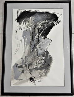 Yovani BAUTA (1950) signed lower left.: Yovani BAUTA (1950) CUBAN, signed lower left ,Contemporary Art, mixed media . DIMENSIONS with frame : Height 35 inch / 89 cm Length 25.25 inch / 64 cm DIMENSIONS with out fra