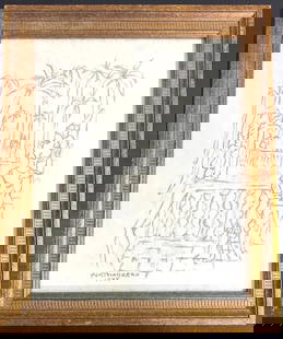 Framed Drawing on paper, signed and dated Portocarrero 1948: Framed Drawing on paper, signed and dated 1948, René Portocarrero (born Havana, 24 February 1912; died Havana, 7 April 1985) was a Cuban artist recognized internationally for his achievements. DIME