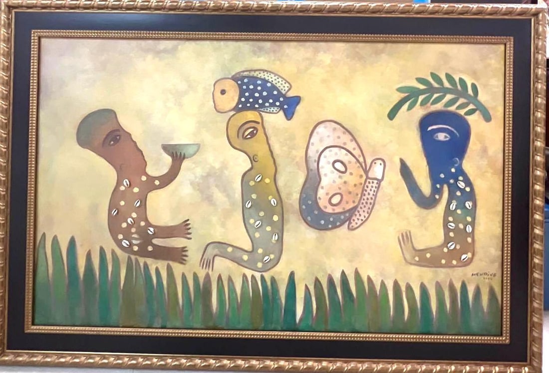 Manuel Mendive (Havana, 1944) Acrylic on Canvas, signed and dated. (1 of 9)