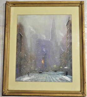 Leon Louis Dolice, American (1892-1960) Empire State Building: Framed Pastel by New York artist, Leon Louis Dolice Empire State Building, signed lower right Dolice. Provenance: Sotheby's, New York, February 18, 1992 DIMENSIONS with frame : Height 30.50 inch /