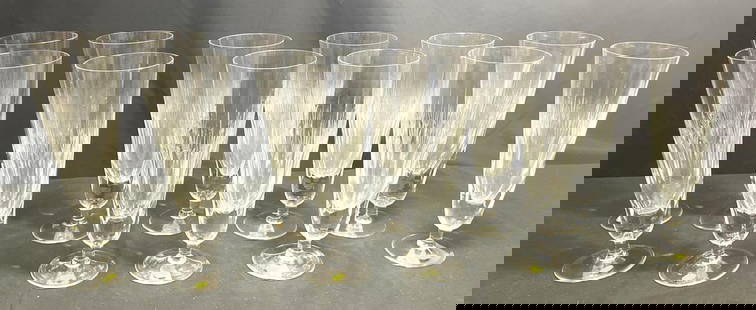 12 Vintage Crystal CHAMPAGNE GLASSES from Germany.: 12 Vintage Crystal CHAMPAGNE GLASSES from Germany. DIMENSIONS : Height: 8.75 inch / 22,2 cm Top Diameter : 3 inch / 7,7 cm