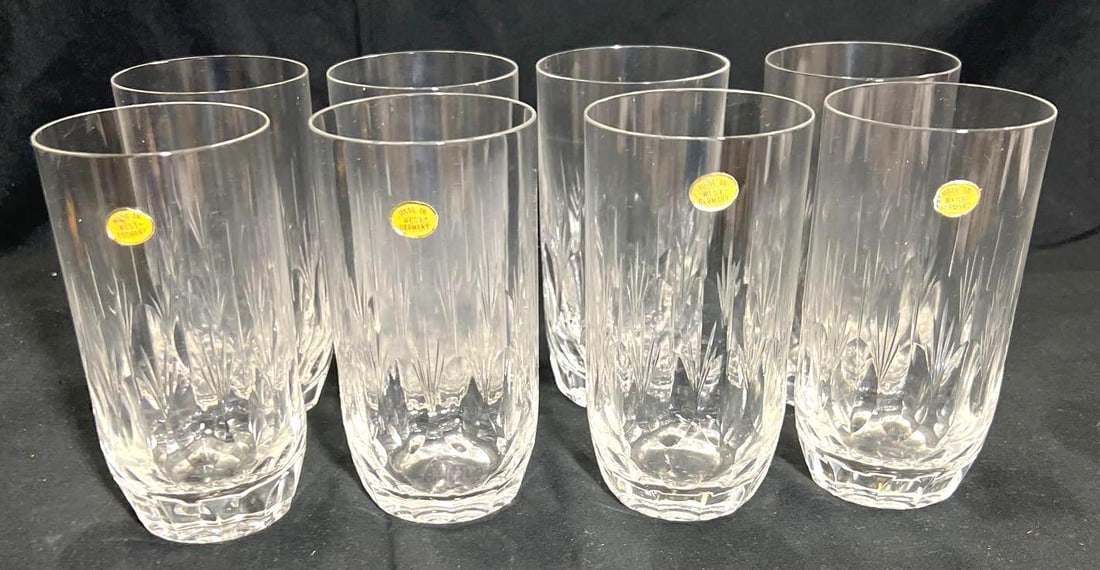 8 Vintage Crystal Water Glasses From Germany. Auction