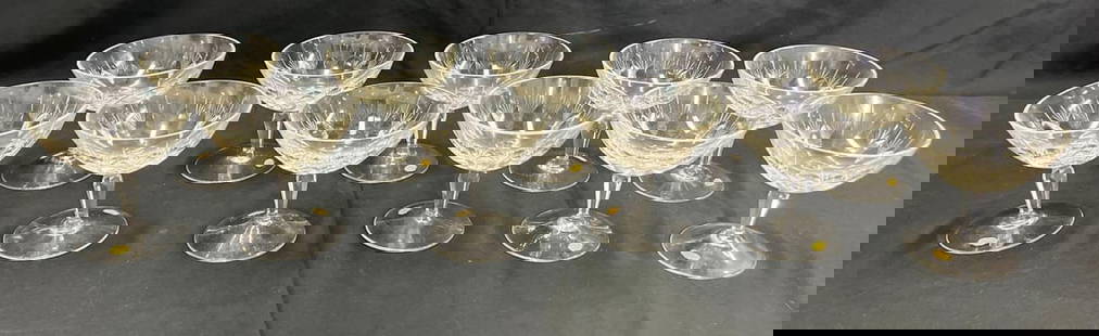 12 Vintage Crystal from CHAMPAGNE GLASSES from Germany.: 12 Vintage Crystal from CHAMPAGNE GLASSES from Germany. DIMENSIONS : Height: 4 inch / 10,2 cm Top Diameter : 4 inch / 10,2 cm <