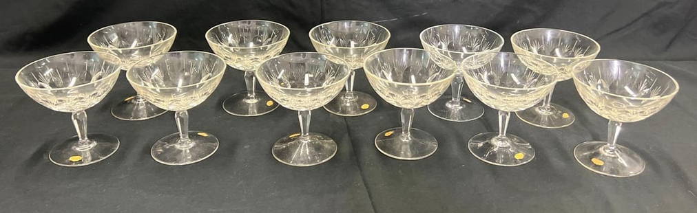 12 Vintage Crystal from CHAMPAGNE GLASSES from Germany.: 12 Vintage Crystal from CHAMPAGNE GLASSES from Germany. DIMENSIONS : Height: 4 inch / 10,2 cm Top Diameter : 4 inch / 10,2 cm