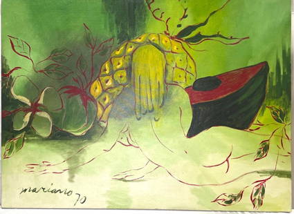 Oil on canvas signed Mariano (Cuban) and dated 70: Oil on canvas signed Mariano (Cuban) lower left and dated 70, this painting was recently professionally clean and varnish DIMENSIONS : Height 38.50 inch / 98 cm Length 5