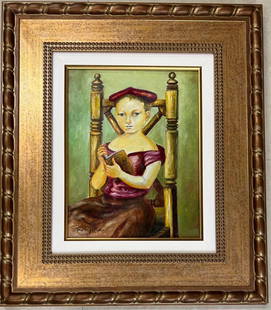 Framed Oil on Canvas signed Foujita.: Framed Oil on Canvas signed Leonard Tsuguharu Foujita Provenance: From a famous Cuban ballerina's Private collection . Live between November 27, 1886 to January 29, 1968) was a Japanese French