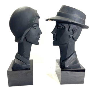 Austin Prod Inc 1988 David Fisher Set Male Female Black Neo Deco Ceramic: Austin Prod Inc 1988 David Fisher Set Male Female Black Neo Deco Ceramic DIMENSIONS woman : Height 16 inch / 40,5 cm  DIMENSIONS Man: Height 16 inch / 40,