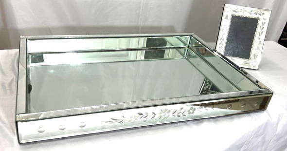 Vintage Mirror Tray and one mirror picture frame made in Brazil.: Vintage Mirror Tray and one mirror picture frame made in Brazil DIMENSIONS for the Tray: Height 2.30 inch / 6 cm Length 24 inch / 61 cm