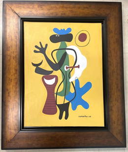 Framed Oil on Canvas signed and dated lower right CARRENO 48 : Framed Oil on Canvas signed and dated lower right CARRENO 48 This painting comes with a photograph of the painting and a certificate behind the photo. It is signed by Santiago Chile and dated 2010. Al