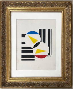 Framed Watercolor on paper signed SANDU DARIE (1908-1991) Untitled: Framed Watercolor on paper signed SANDU DARIE (1908-1991) Untitled DIMENSIONS with frame : Height 17.75 inch / 45 cm Length 14.60 inch / 37,2 cm 