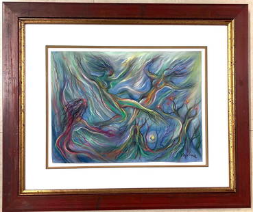 Framed Pastel on Paper, signed Hector MOLNE, Cuban artist, lower left, with COA from the Artist: Framed Pastel on Paper, signed Hector MOLNE , Cuban artist, lower left, with COA from the Artist DIMENSIONS with frame : Height 23.20 inch / 58,8 cm 